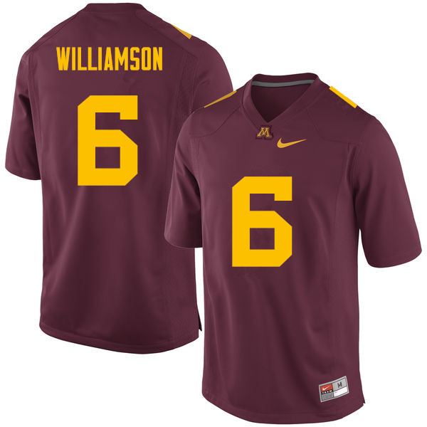 Men #6 Chris Williamson Minnesota Golden Gophers College Football Jerseys Sale-Maroon